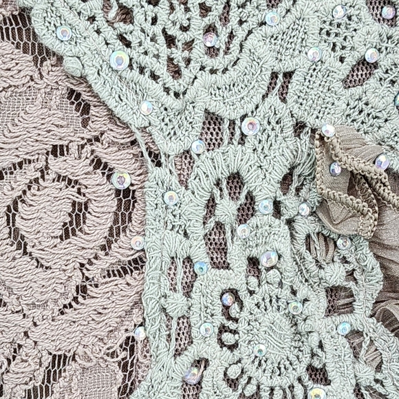 Pretty Angel Women's Linen Blend Lagenlook Lace Detailing Mini Dress - M - Picture 5 of 7